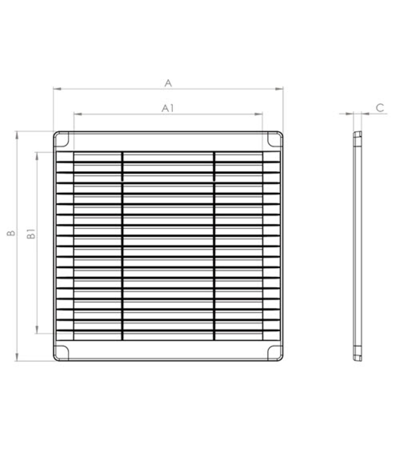 Vent cover ALETA SQUARE WHITE 150x150 mm, 02-316 - drawing