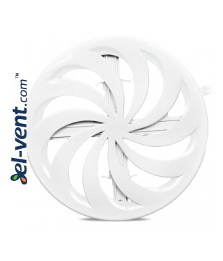 Round vent cover white, with shutter ALETA 02-325, Ø80-150/183 mm - opened