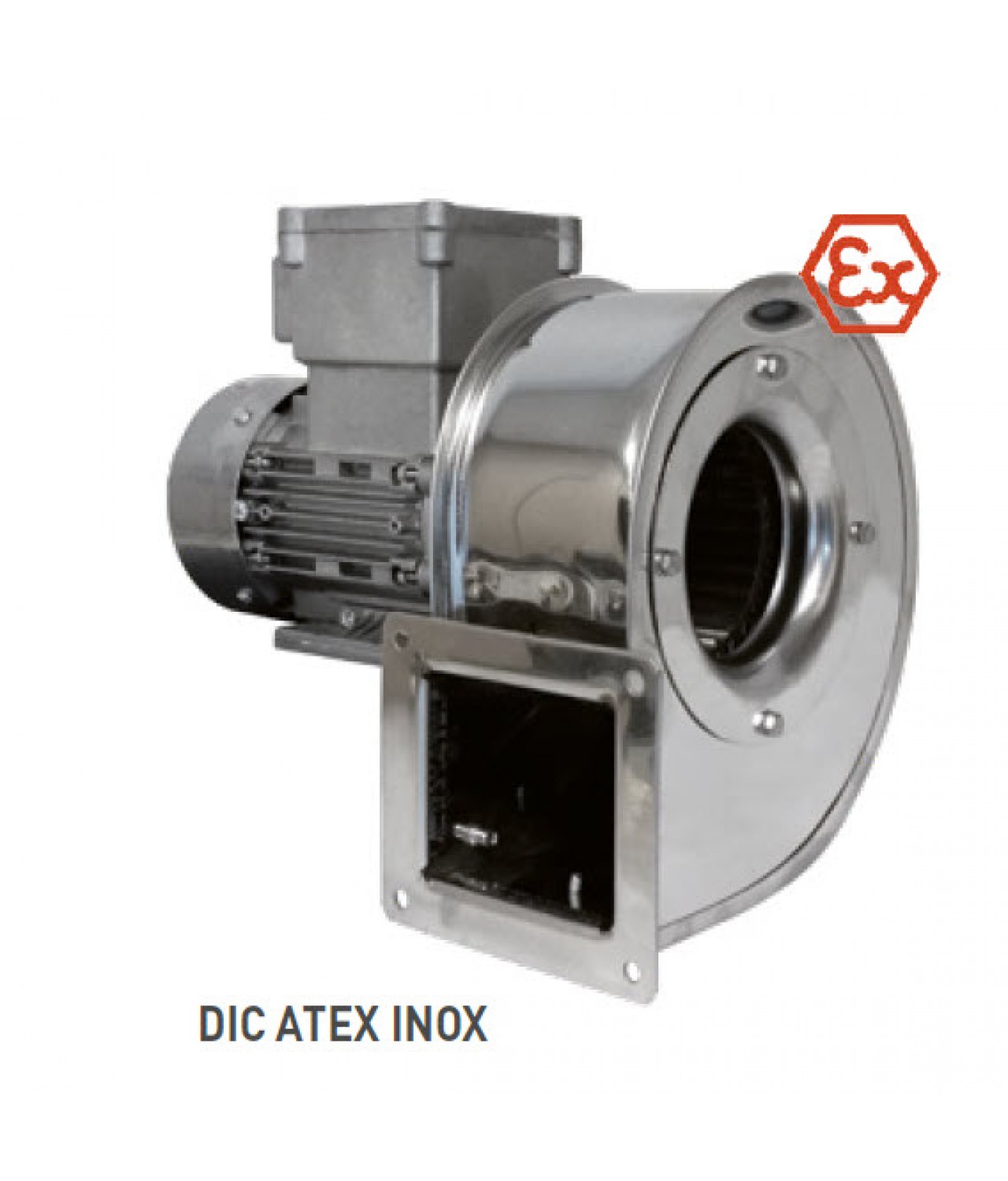 Low-capacity, high-pressure ATEX centrifugal fans with stainless steel body and forward curved impeller DIC INOX ATEX ≤2500 m³/h