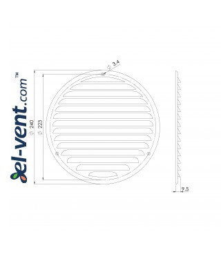 Metal vent cover EMW200B, black Ø200 mm - drawing