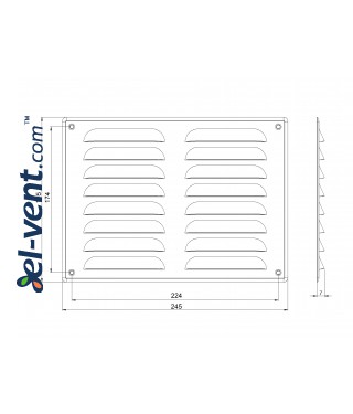 Stainless steel vent cover EMW245195N 245x195 mm - drawing